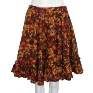 Leaf Skirt, L, A-Line, Ruffle Hem, HANDMADE, Elastic waist back, Knee length